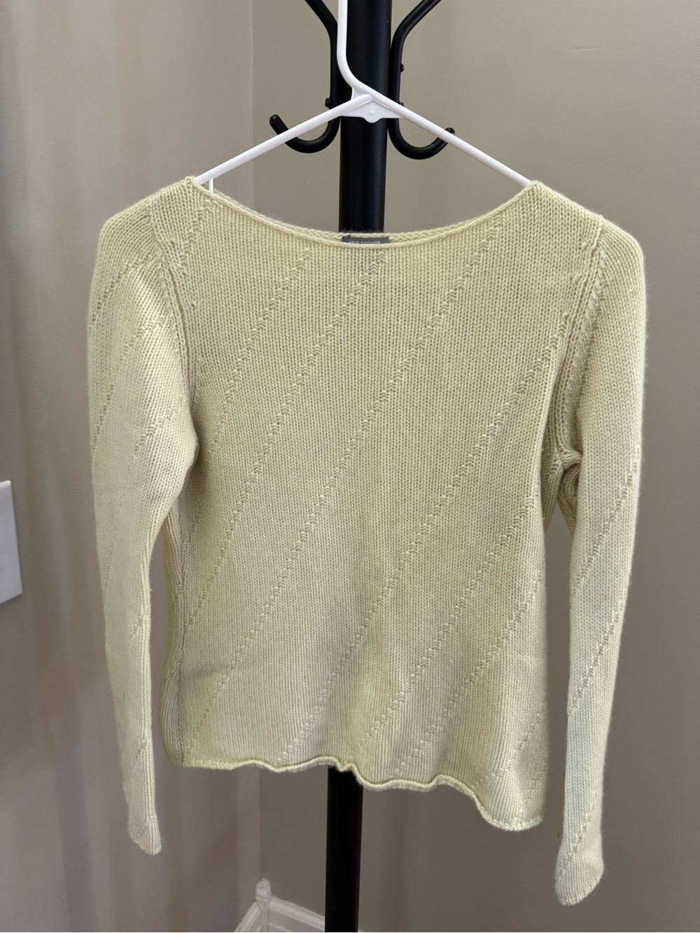 Ann Taylor Pale Yellow Cashmere Boatneck Knit Sweater